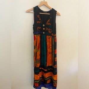 Carole Little Dress maxi Women medium Black Boho Sleeveless Geometric vintage